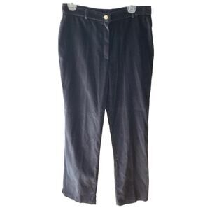 St. John Couture Dress Pants 10 Velvet Black Bootcut Velour High‎ Rise Slit